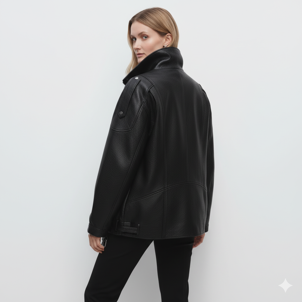 Veste en Cuir Femme Oversize – Coupe Ample et Style Urbain