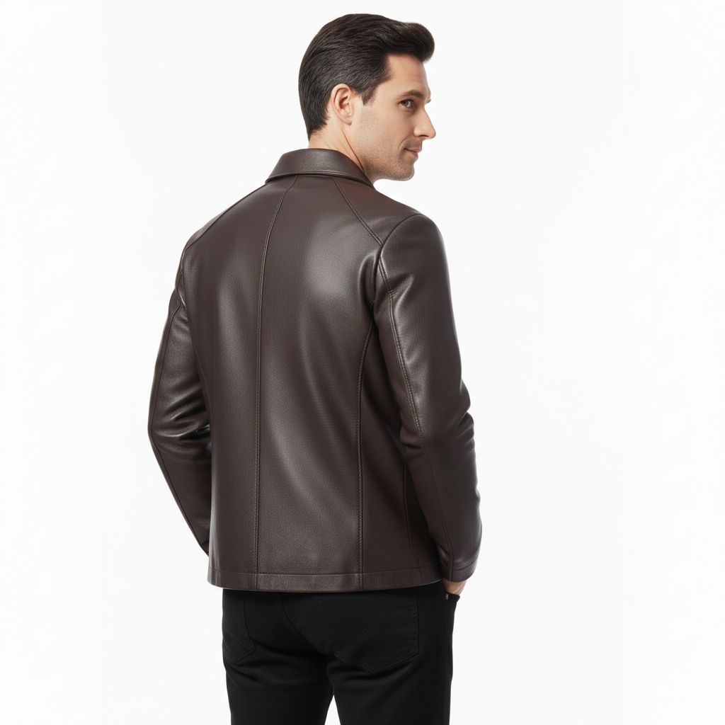 Veste en Cuir Homme Élégante – Coupe Droite et Style Décontracté