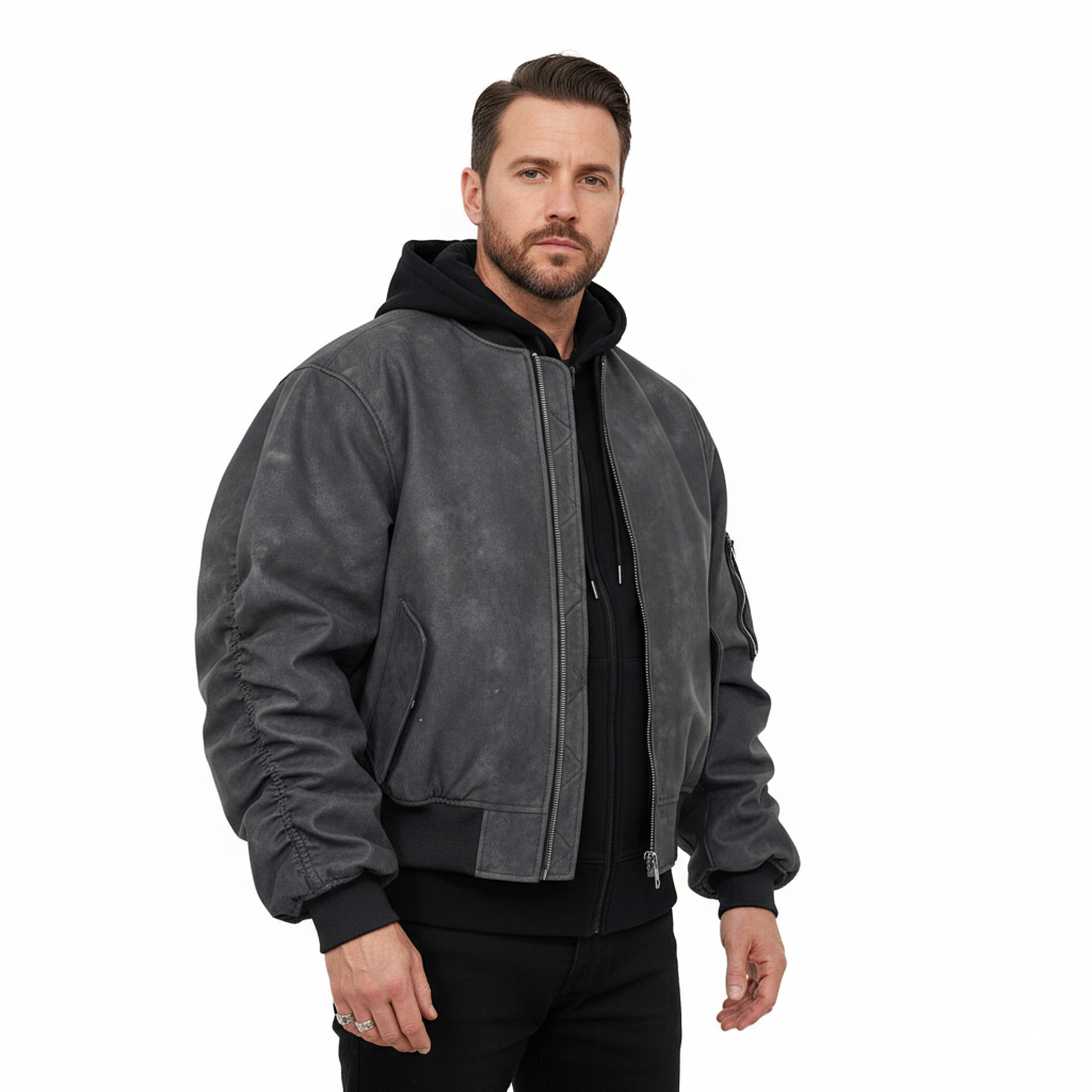 Veste en Cuir Homme Coupe Oversize – Style Urbain à Capuche