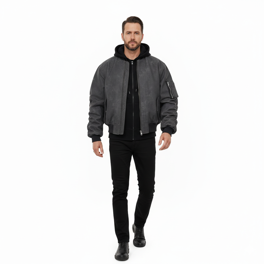 Veste en Cuir Homme Coupe Oversize – Style Urbain à Capuche