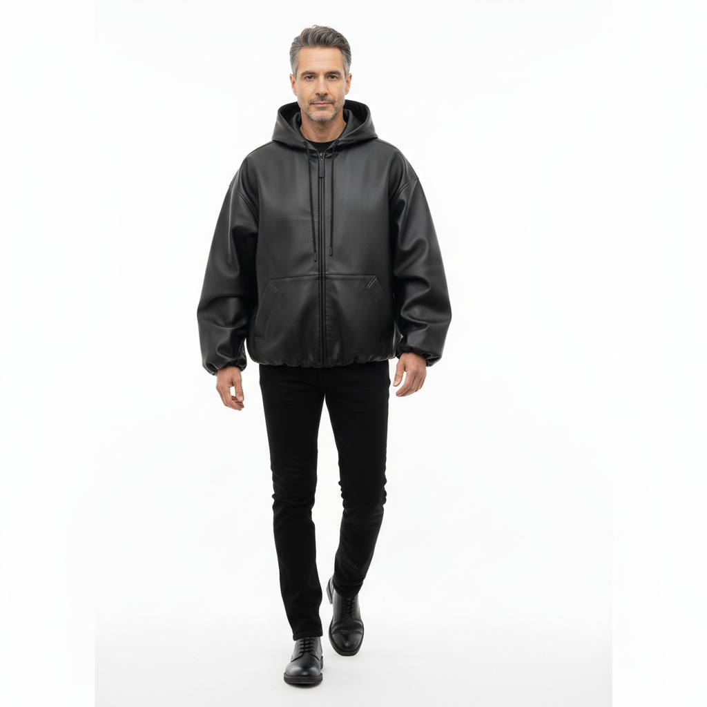 Veste en Cuir Homme Coupe Ample – Look Streetwear Urbain