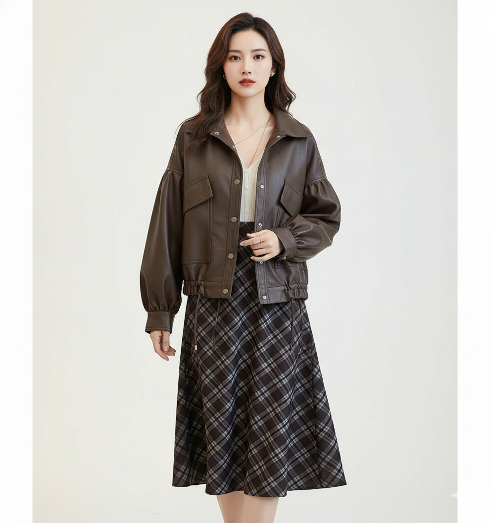 Veste en Cuir Femme Coupe Oversize – Style Streetwear Décontracté