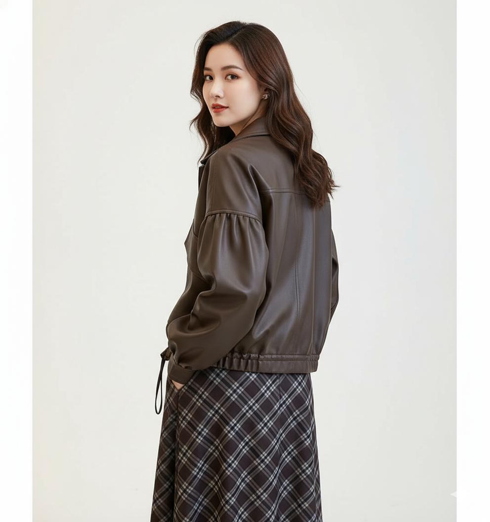 Veste en Cuir Femme Coupe Oversize – Style Streetwear Décontracté