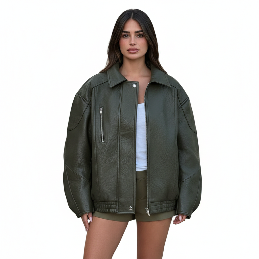 Veste en Cuir Femme Courte – Style Vintage et Coupe Décontractée