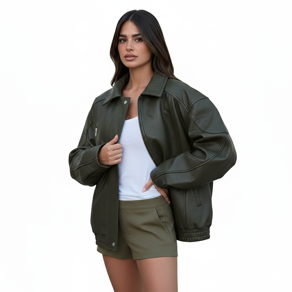 Veste en Cuir Femme Courte – Style Vintage et Coupe Décontractée