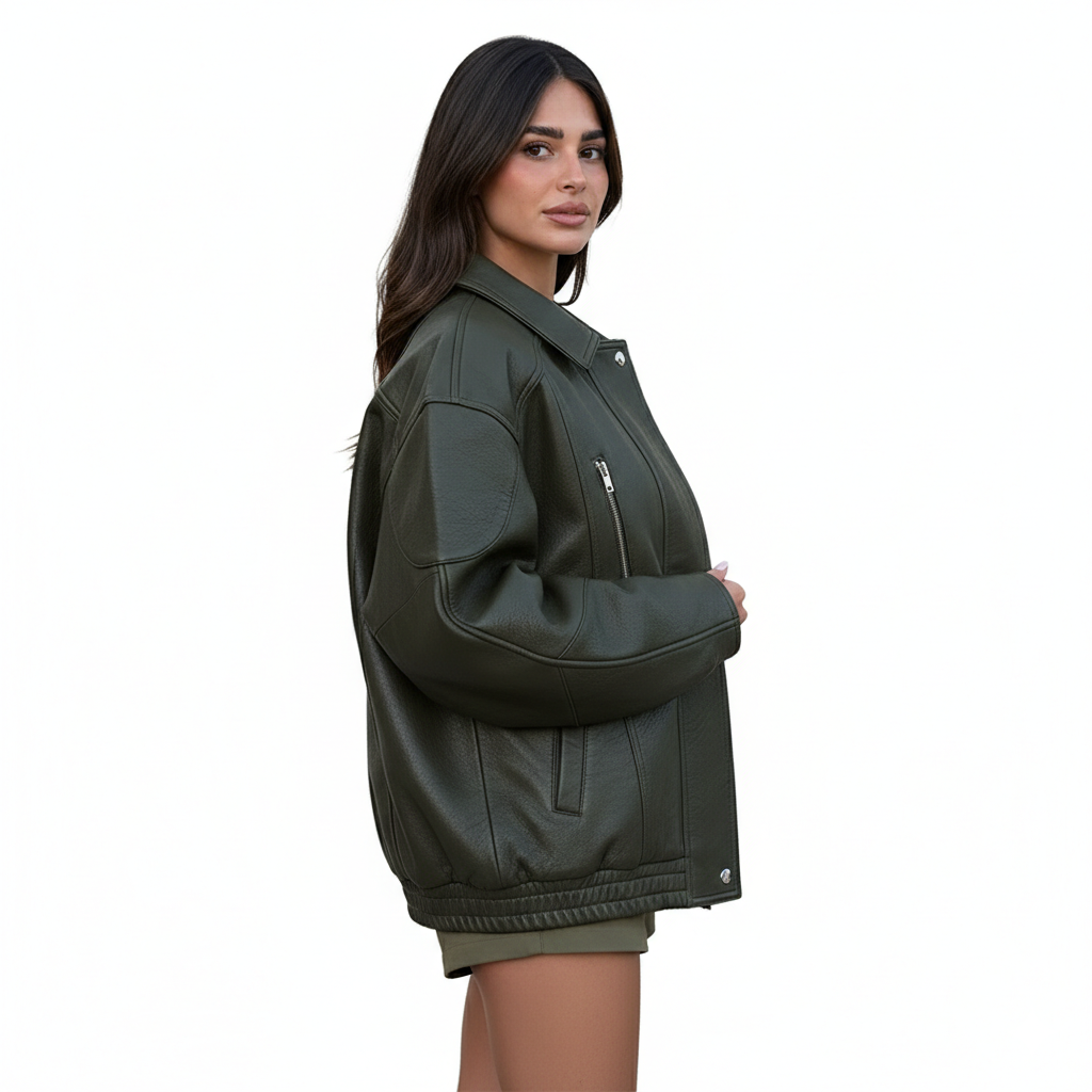 Veste en Cuir Femme Courte – Style Vintage et Coupe Décontractée