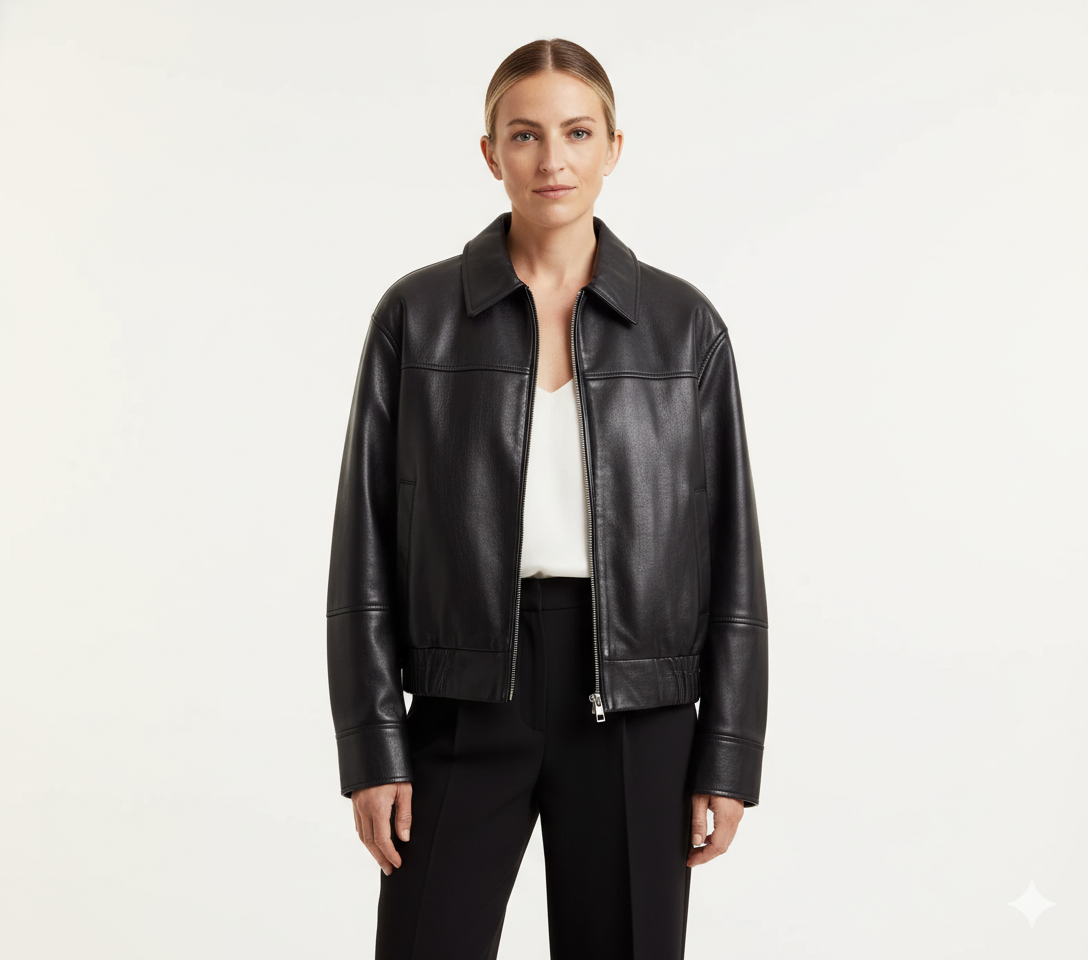 Veste en Cuir Femme Coupe Ample – Style Vintage Urbain