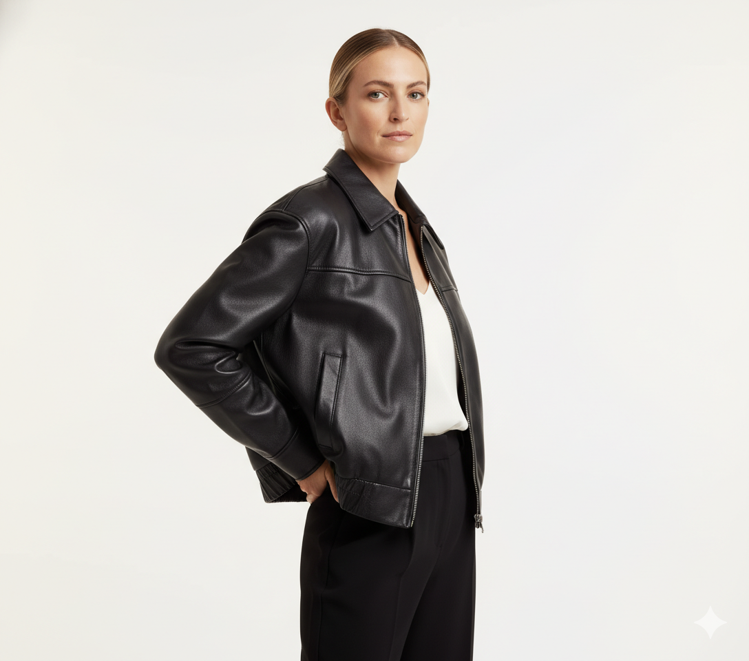 Veste en Cuir Femme Coupe Ample – Style Vintage Urbain