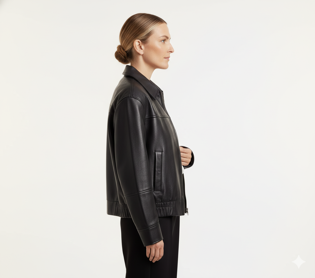 Veste en Cuir Femme Coupe Ample – Style Vintage Urbain