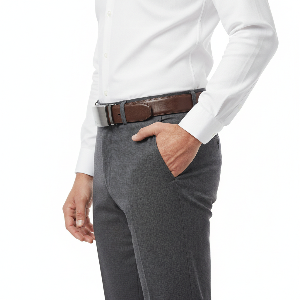 Ceinture en Cuir Homme à Boucle Automatique – Style Élégant et Moderne
