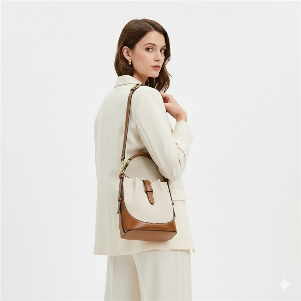 Sac en Cuir Femme Style Urbain – Sac Seau à Bandoulière Large