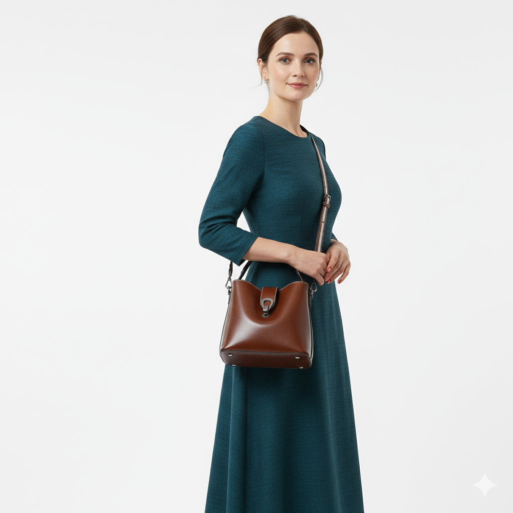 Sac en Cuir Femme Style Urbain – Sac Seau Structuré à Bandoulière