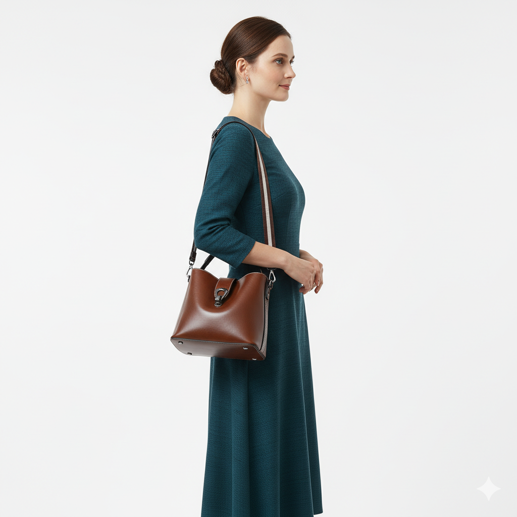 Sac en Cuir Femme Style Urbain – Sac Seau Structuré à Bandoulière