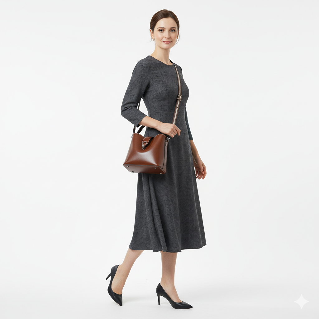Sac en Cuir Femme Style Urbain – Sac Seau Structuré à Bandoulière