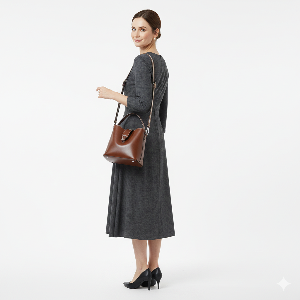 Sac en Cuir Femme Style Urbain – Sac Seau Structuré à Bandoulière