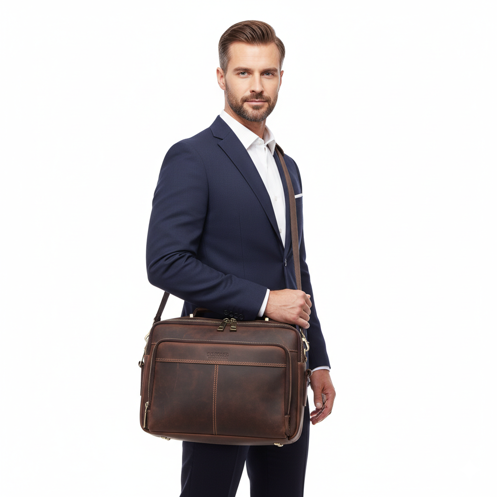 Sac en Cuir Homme Style Vintage – Bandoulière Multi-Compartiments