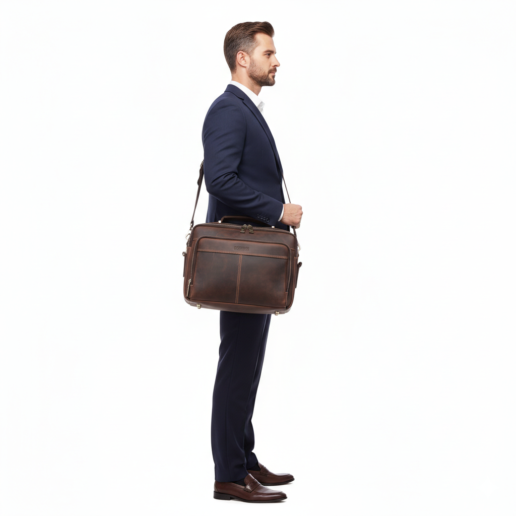 Sac en Cuir Homme Style Vintage – Bandoulière Multi-Compartiments