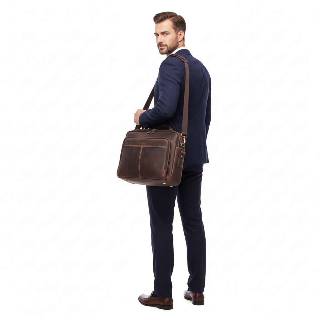 Sac en Cuir Homme Style Vintage – Bandoulière Multi-Compartiments