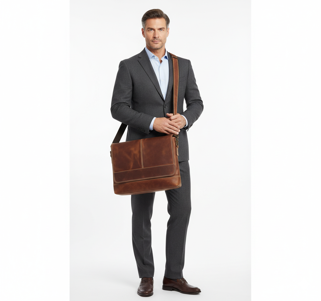 Sac en Cuir Homme Style Rétro – Bandoulière Format A4