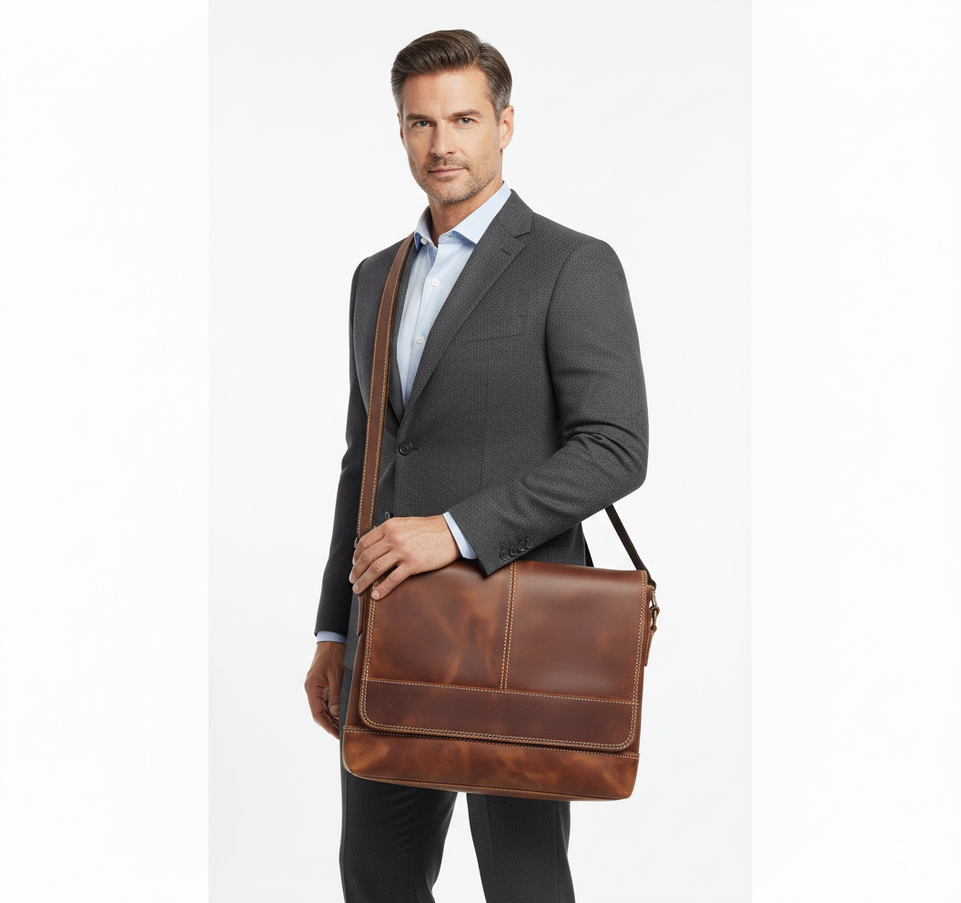 Sac en Cuir Homme Style Rétro – Bandoulière Format A4