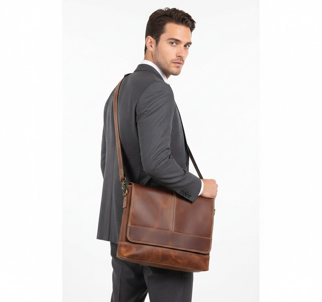 Sac en Cuir Homme Style Rétro – Bandoulière Format A4