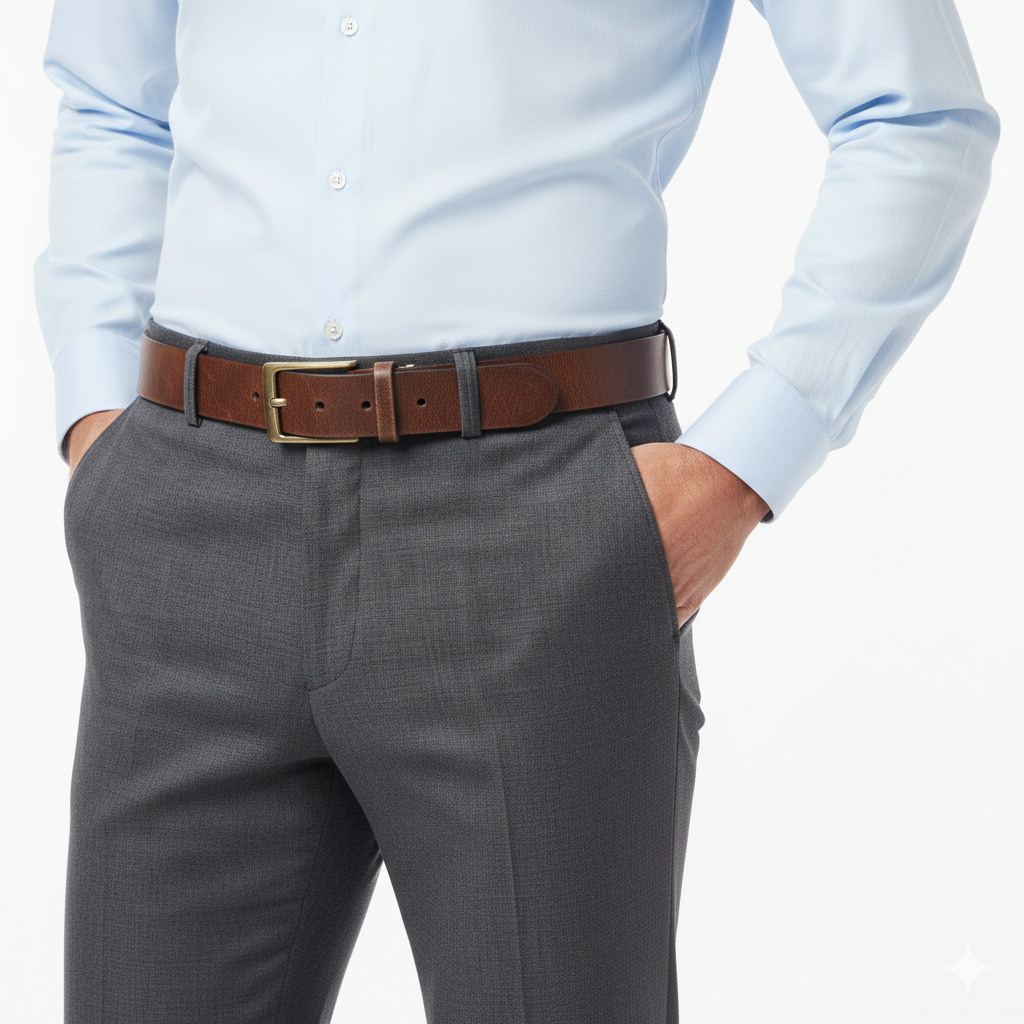 Ceinture en Cuir Homme à Boucle Classique – Style Vintage et Décontracté