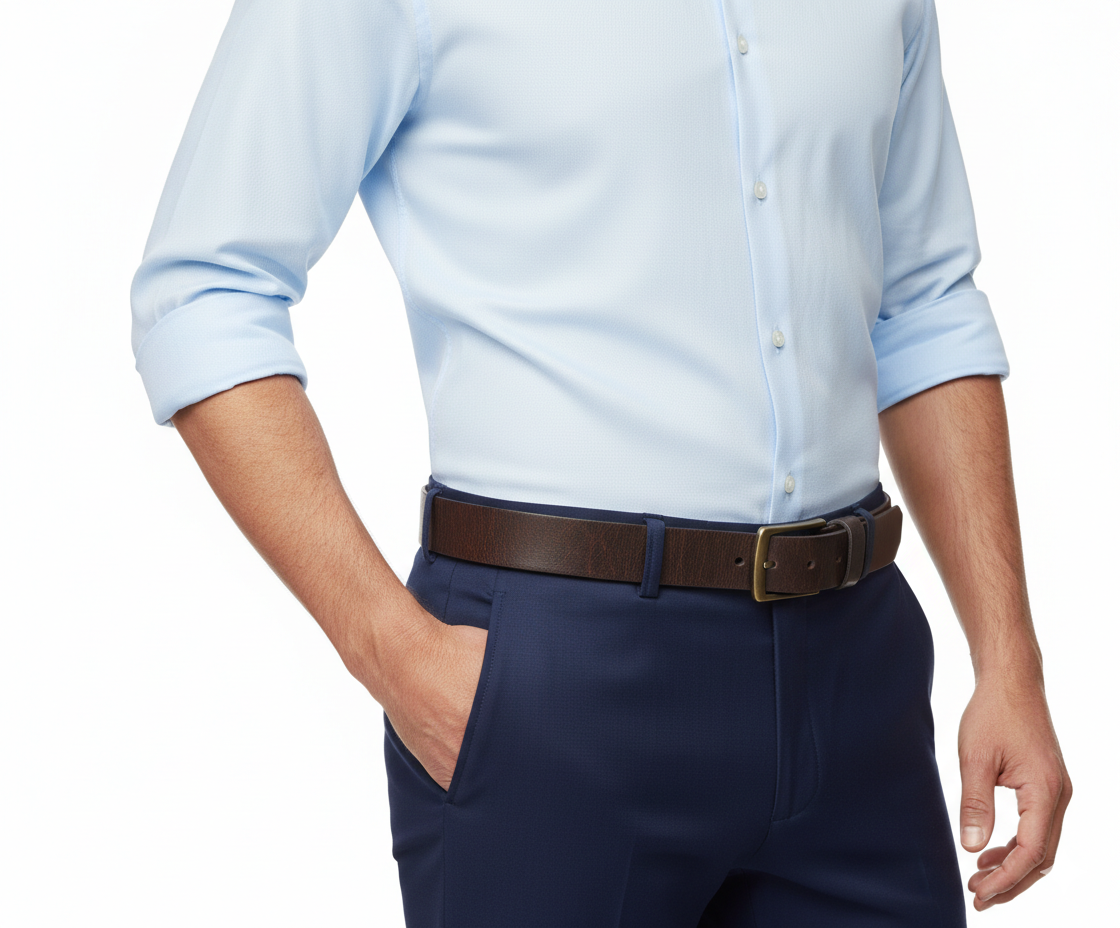 Ceinture en Cuir Homme à Boucle Classique – Style Vintage et Décontracté