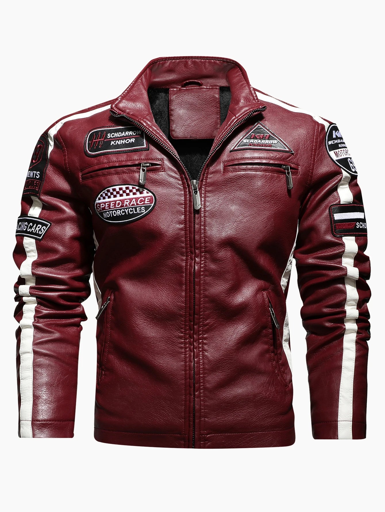 Veste en Cuir Homme Style Racing – Coupe Ajustée et Détails Contrastés