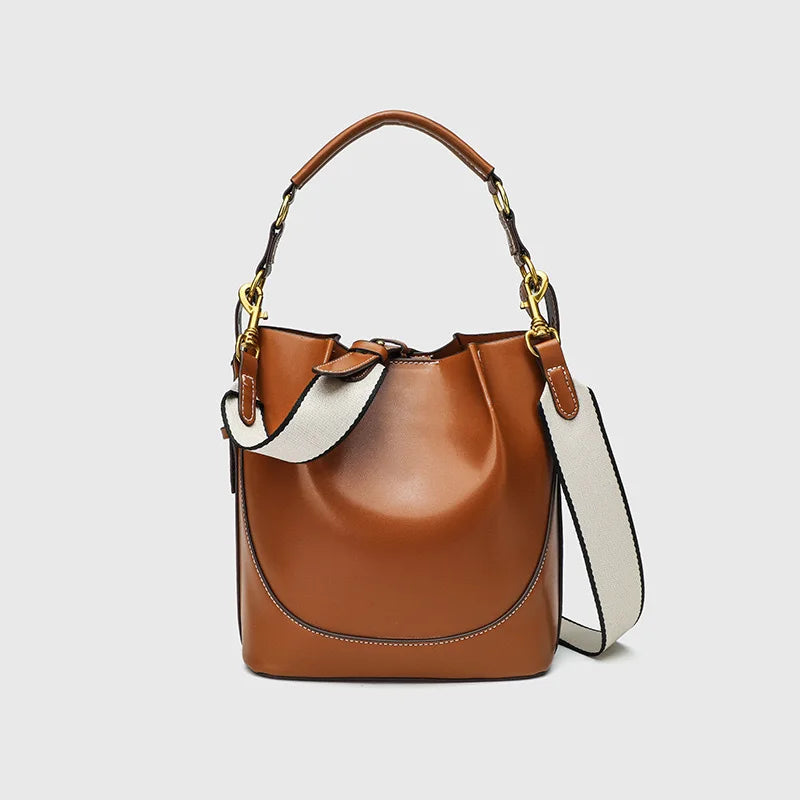 Sac en Cuir Femme Style Urbain – Sac Seau à Bandoulière Large