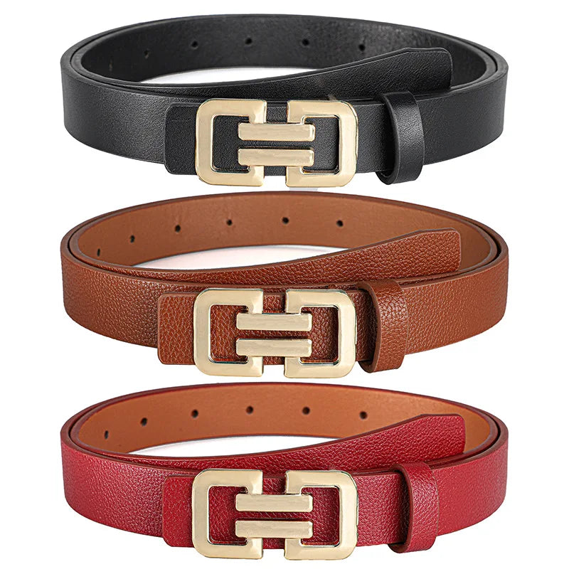 Ceinture en Cuir Femme Fine – Boucle Dorée Décontractée