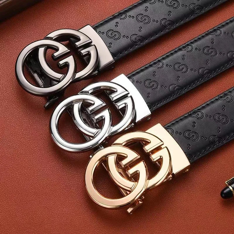 Ceinture en Cuir Homme à Boucle Automatique – Détail Graphique et Style Moderne