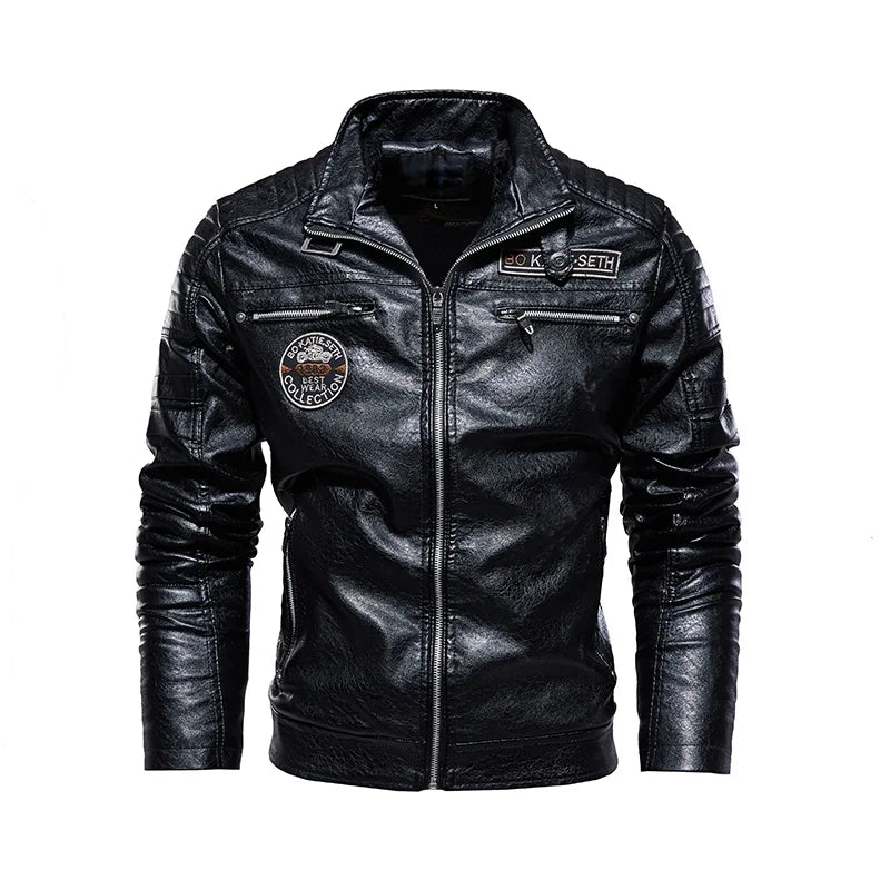 Veste en Cuir Homme Style Biker – Coupe Ajustée et Col Montant