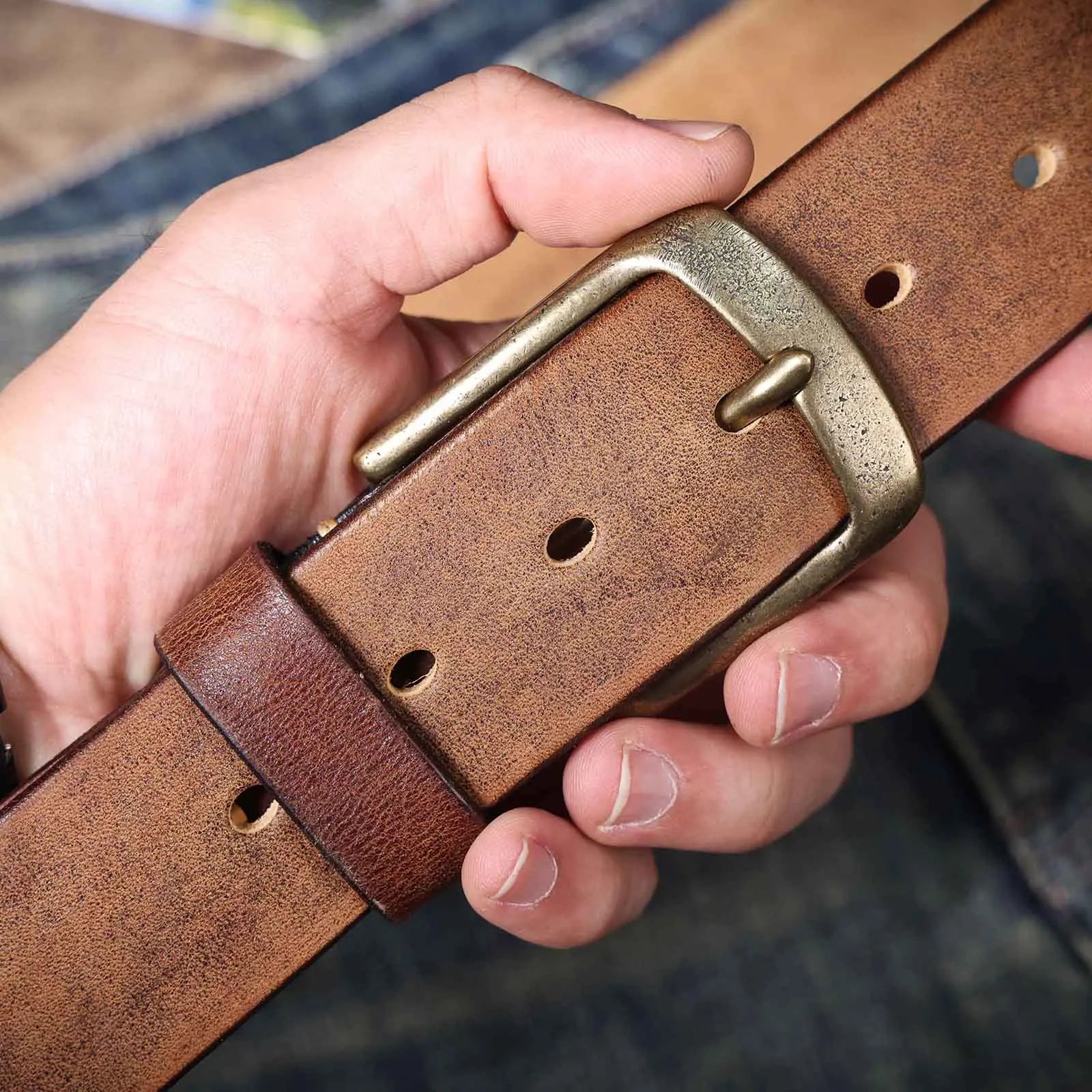 Ceinture en Cuir Homme à Boucle Classique – Style Vintage et Décontracté