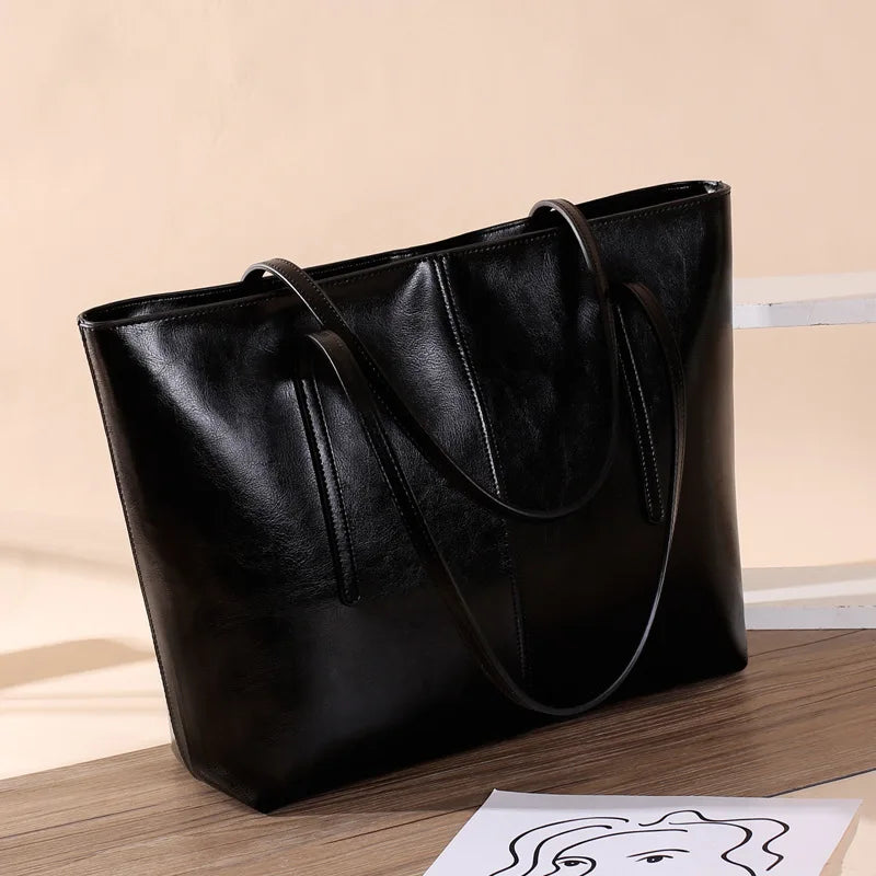 Sac en Cuir Femme Format Cabas – Grande Capacité et Style Urbain