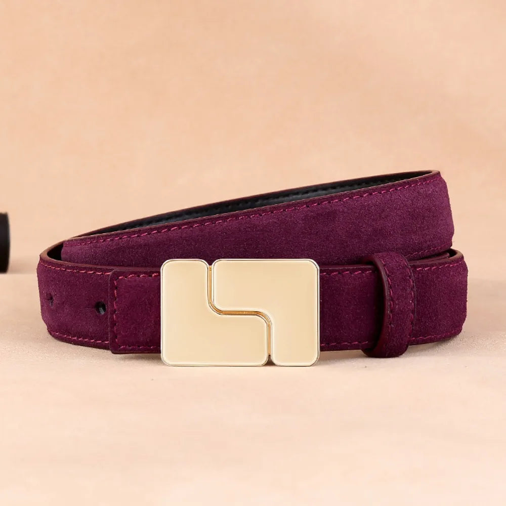 Ceinture en Cuir Femme Minimaliste – Boucle Géométrique