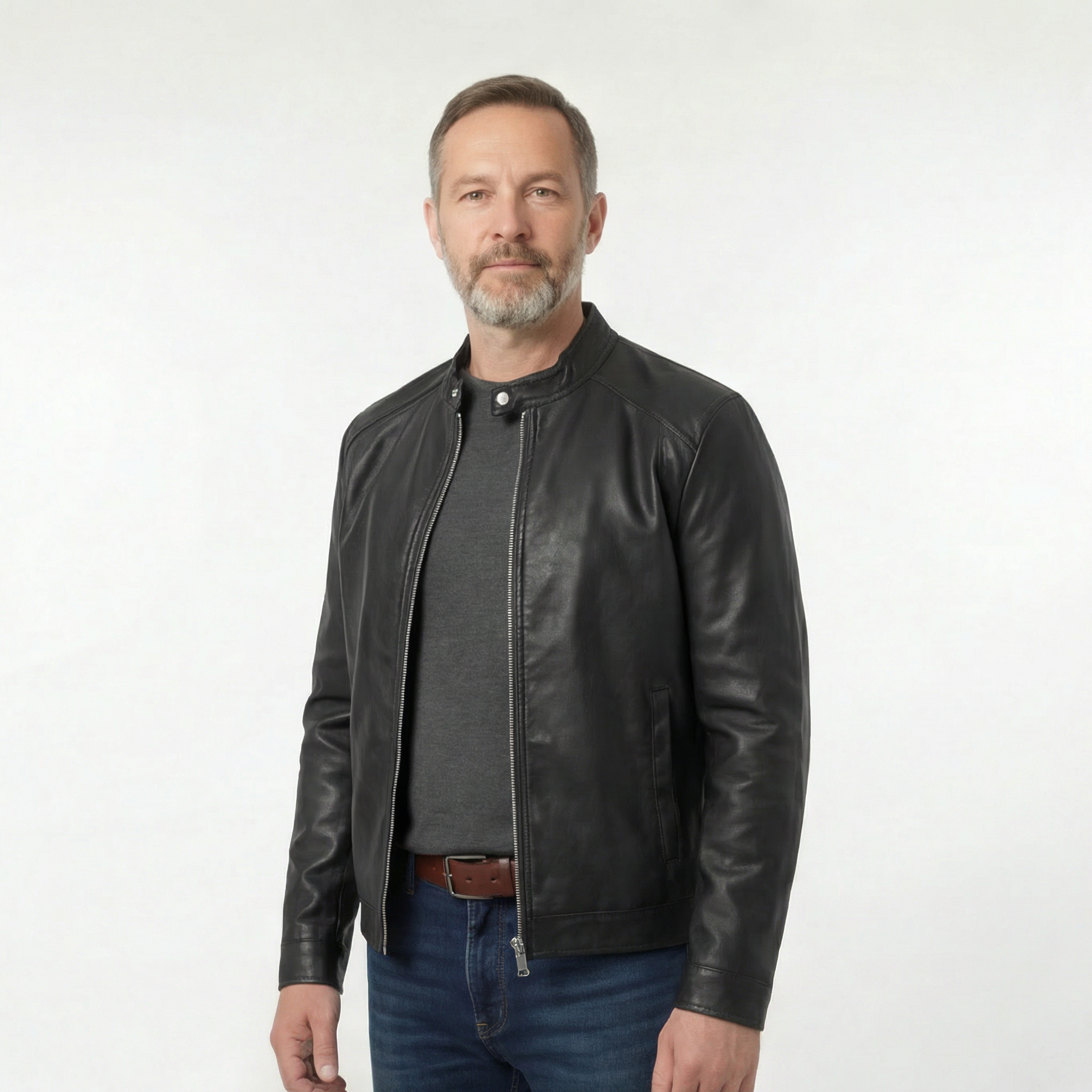 Veste Motard Noire Homme – Coupe Ajustée Moderne